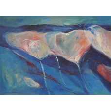 Pipacsok kék háttérben (festmény reprodukció/vászonkép)
