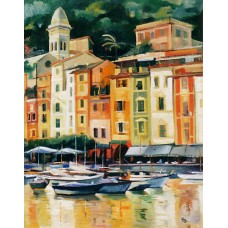 Hajók pihenőben /Portofino (festmény reprodukció/vászonkép)
